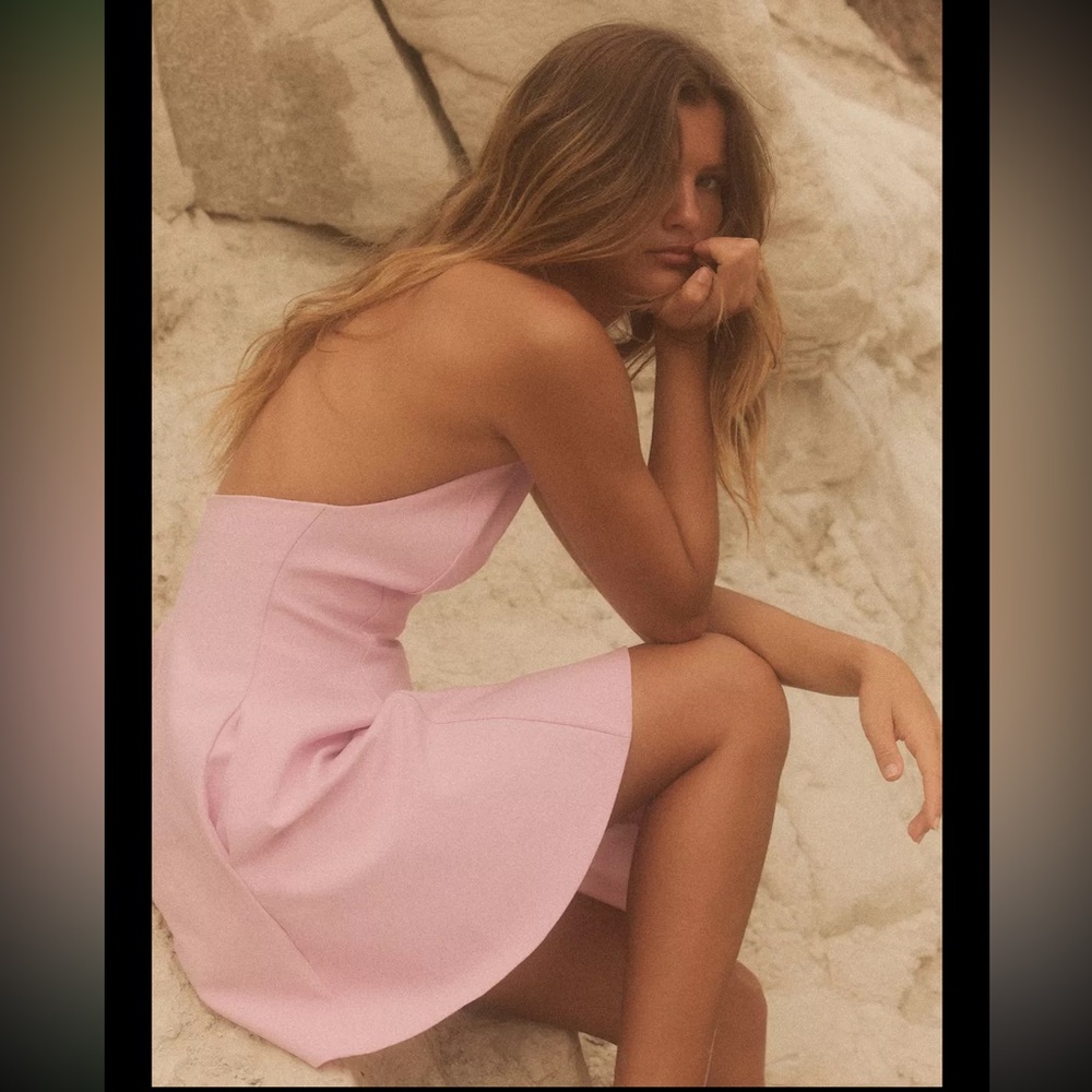 Zara short halter dress with godets, pastel pink - Picture 7 of 15